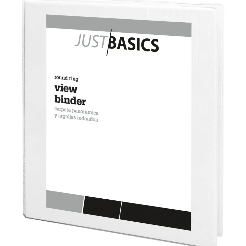 Just Basics View 3-Ring Binder, 1" Round Rings, White, Pack Of 12