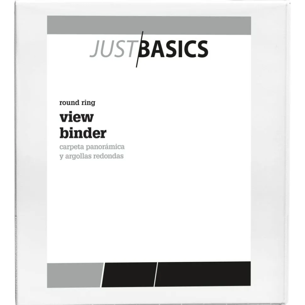 Just Basics View 3-Ring Binder, 1/2" Round Rings, White, Pack Of 12