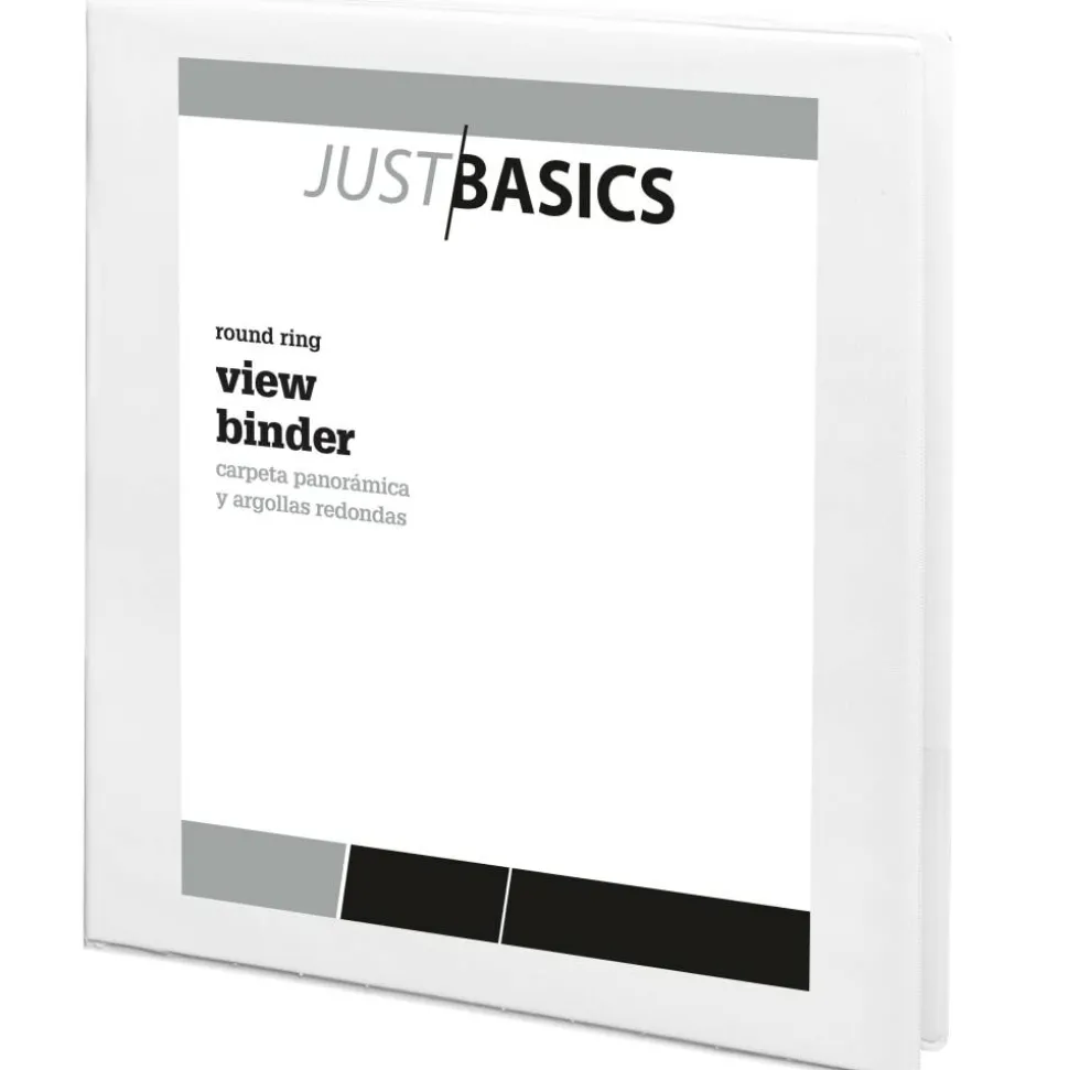 Just Basics View 3-Ring Binder, 1/2" Round Rings, White, Pack Of 12