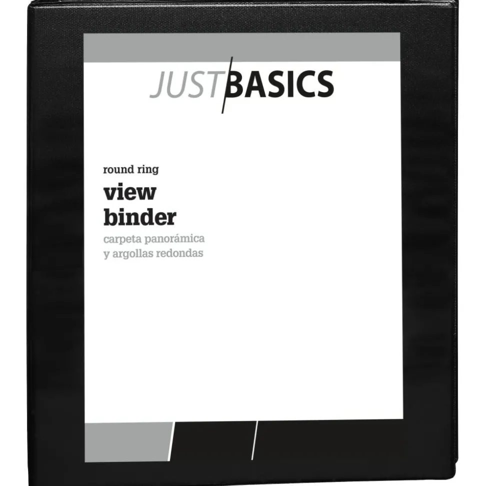 Just Basics View 3-Ring Binder, 1" Round Rings, Black, Pack Of 12
