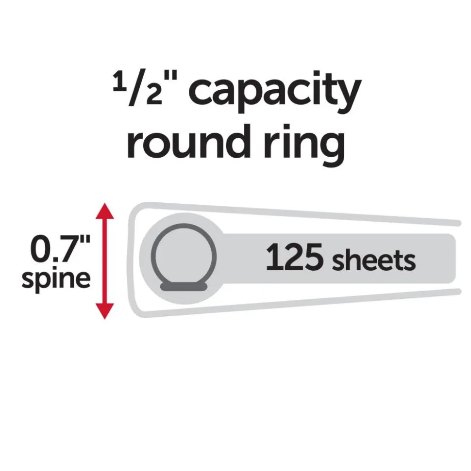 Just Basics Basic View 3-Ring Binder, 1/2" Round Rings, White