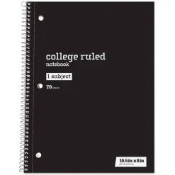 Just Basics Wirebound Notebook, 8" x 10-1/2", College Ruled, 70 Sheets, Assorted Colors, Pack Of 6