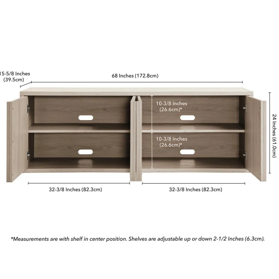 Kai Rectangular TV Stand for TV's up to 75" in Alder White