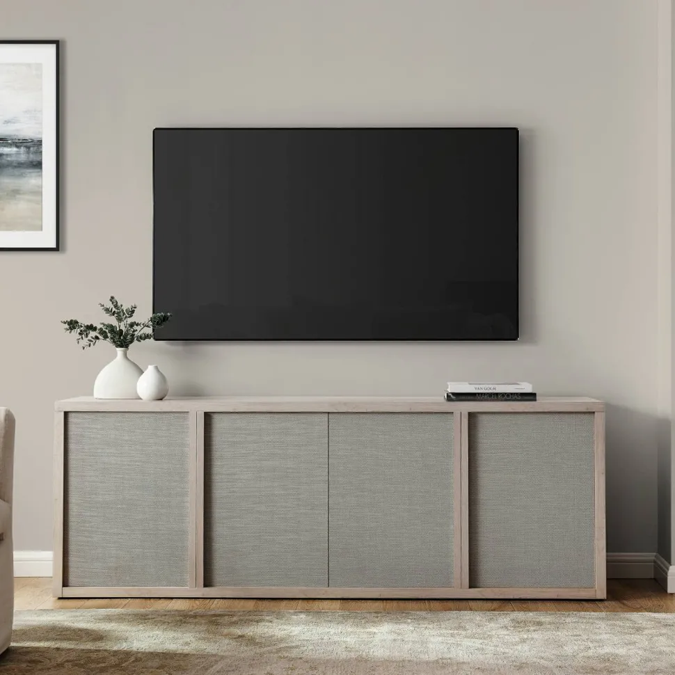 Kai Rectangular TV Stand for TV's up to 75" in Alder White