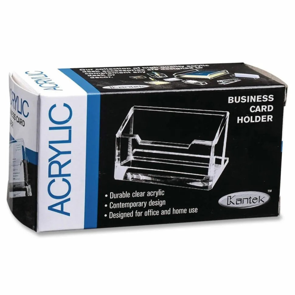 Kantek Acrylic Business Card Holder, 2" x 2 3/8" x 4 1/4", Clear
