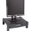 Kantek Adjustable Standard Monitor Stand with Drawer - 60 lb Load Capacity - Black