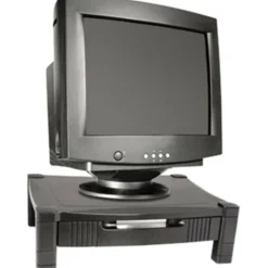 Kantek Adjustable Standard Monitor Stand with Drawer - 60 lb Load Capacity - Black