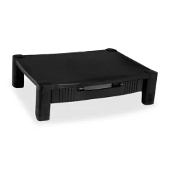 Kantek Adjustable Standard Monitor Stand with Drawer - 60 lb Load Capacity - Black