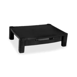 Kantek Adjustable Standard Monitor Stand with Drawer - 60 lb Load Capacity - Black