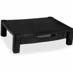 Kantek Adjustable Standard Monitor Stand with Drawer - 60 lb Load Capacity - Black