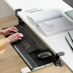 Kantek Desk Clamp Five-Position Tilting Keyboard Tray, 26.8