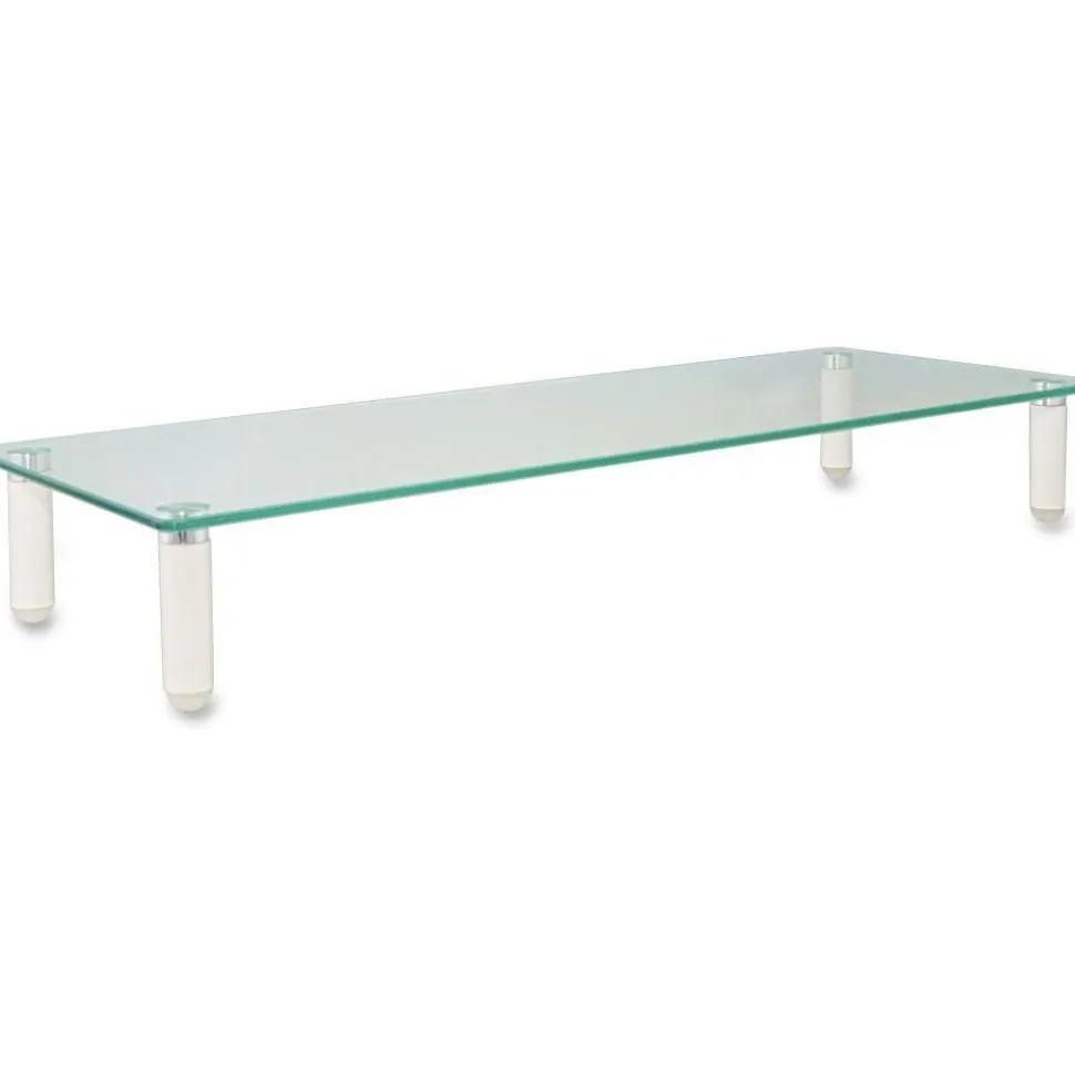 Kantek Glass Monitor Riser, 3 1/4"H x 22"W x 8 1/4"D, White