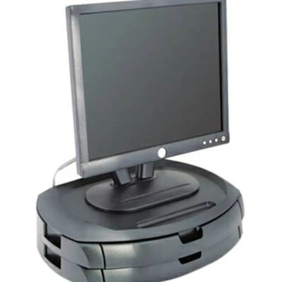 Kantek LCD Monitor Stand with Drawers - Flat Panel Display Type Supported13" Width - Black