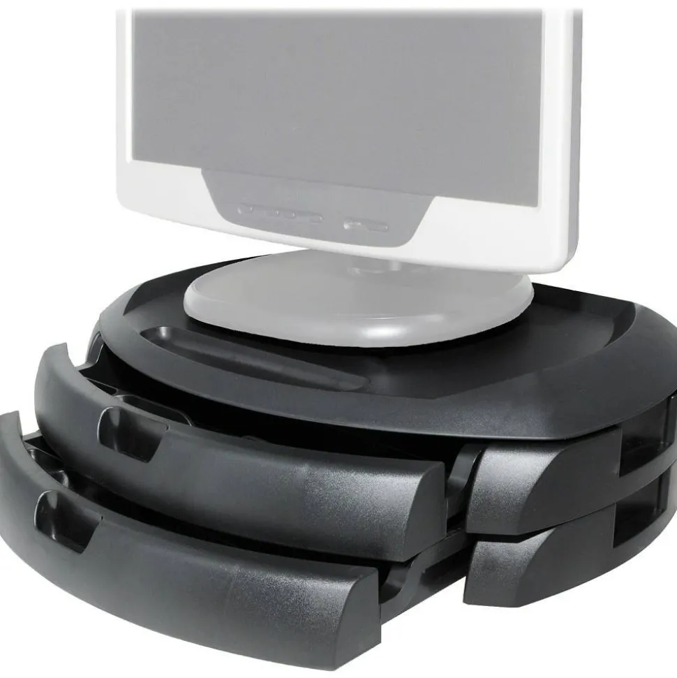 Kantek LCD Monitor Stand with Drawers - Flat Panel Display Type Supported13" Width - Black