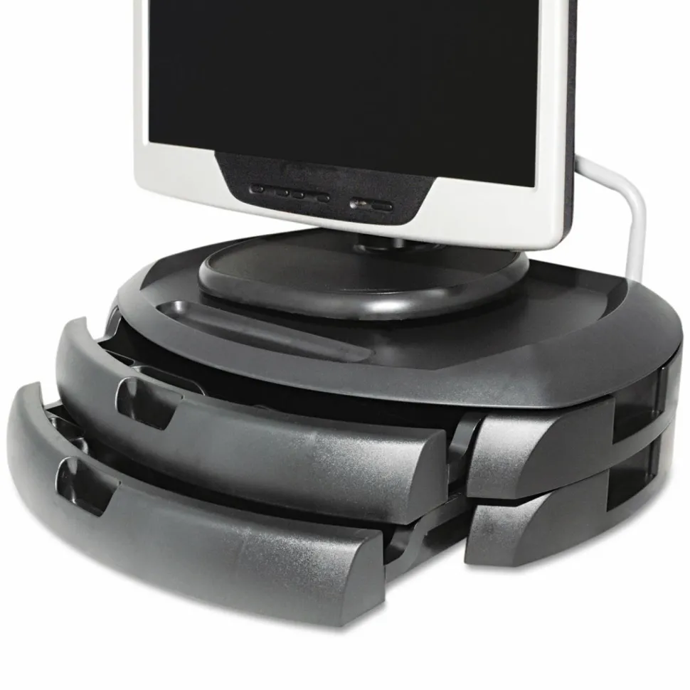 Kantek LCD Monitor Stand with Drawers - Flat Panel Display Type Supported13" Width - Black