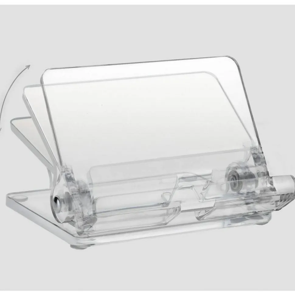 Kantek Mobile Phone Stand - Portrait, Landscape - Acrylic - Clear - Adjustable Angle, Foldable, Non-skid Feet - 1 Each