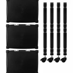 Kantek 3-Shelf Mobile Printer/Fax Stand, 19 3/4"-24 1/4"H x 17"W x 13 1/4"D, Black