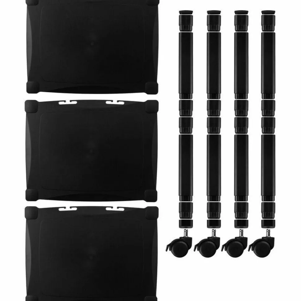 Kantek 3-Shelf Mobile Printer/Fax Stand, 19 3/4"-24 1/4"H x 17"W x 13 1/4"D, Black