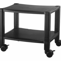 Kantek 2-Shelf Mobile Printer/Fax Stand, 11 7/8"-14 1/8"H x 17"W x 13 1/4"D, Black