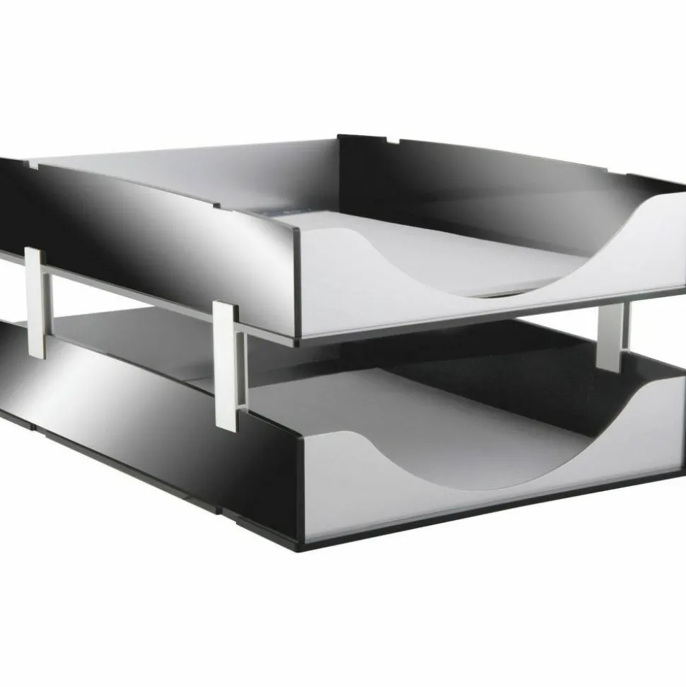 Kantek Stacking Support Set for Letter Trays - Acrylic - Silver - 1 Set