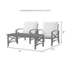 Kaplan 3Pc Outdoor Metal Armchair Set