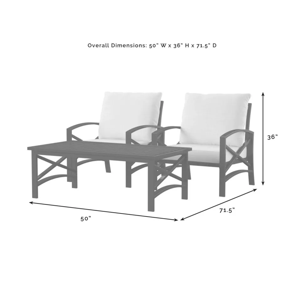 Kaplan 3Pc Outdoor Metal Armchair Set