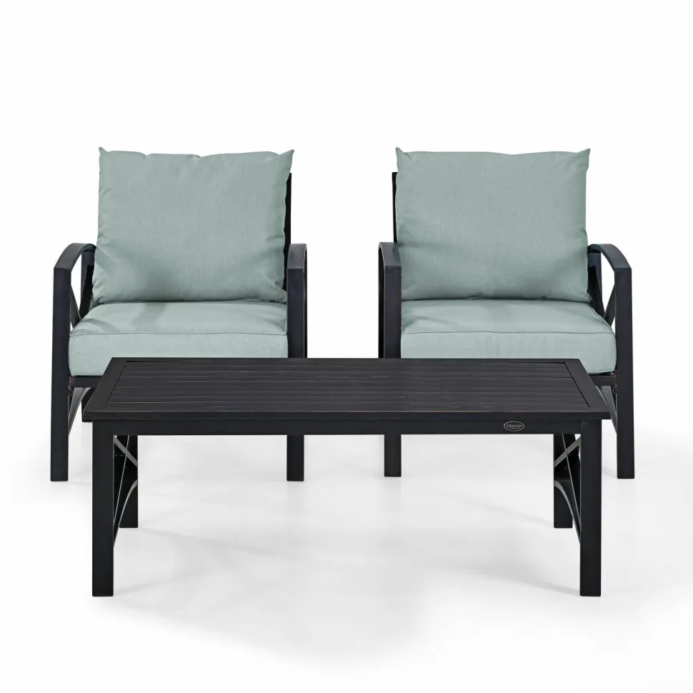 Kaplan 3Pc Outdoor Metal Armchair Set