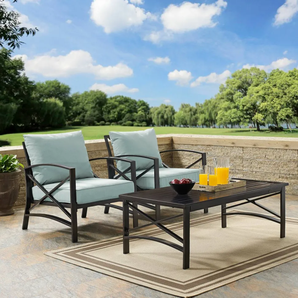 Kaplan 3Pc Outdoor Metal Armchair Set
