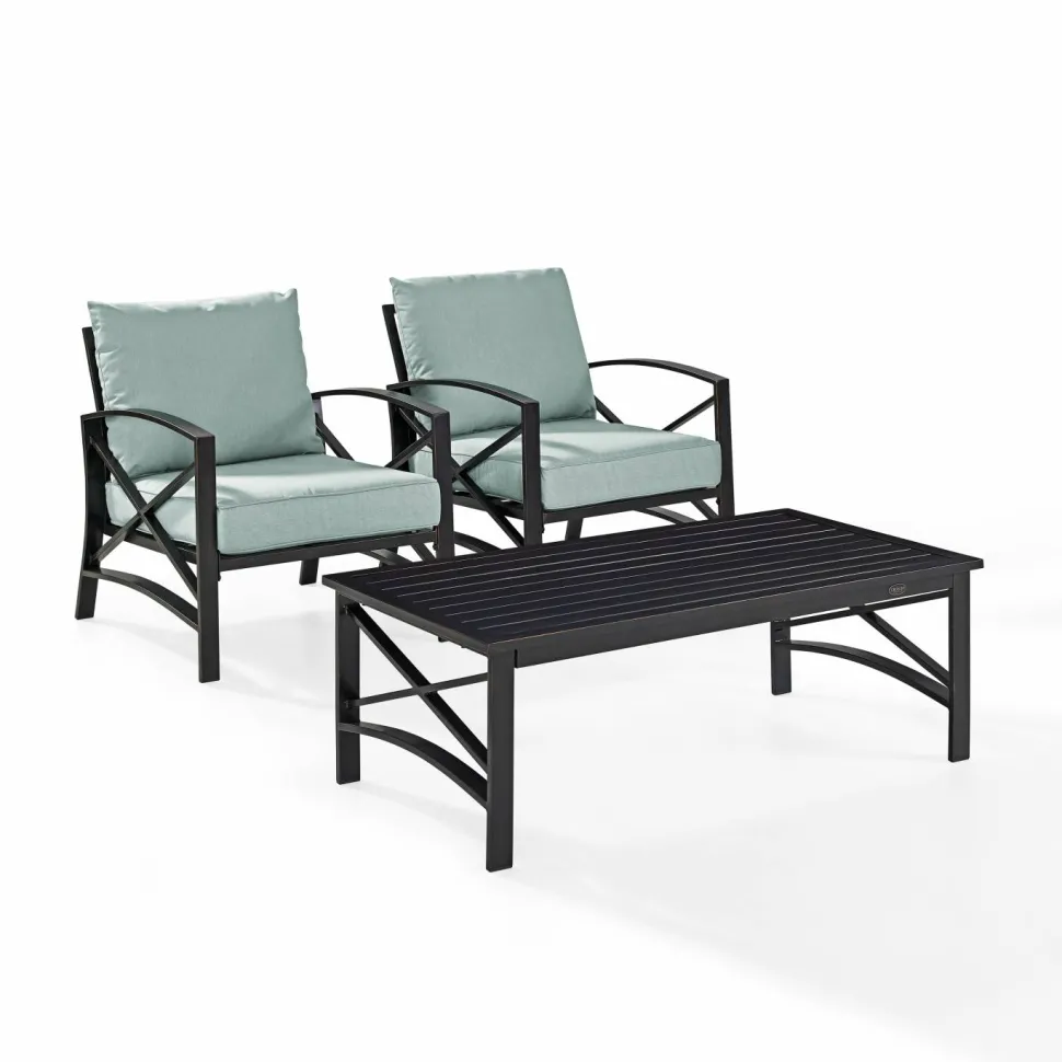 Kaplan 3Pc Outdoor Metal Armchair Set