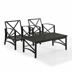 Kaplan 3Pc Outdoor Metal Armchair Set