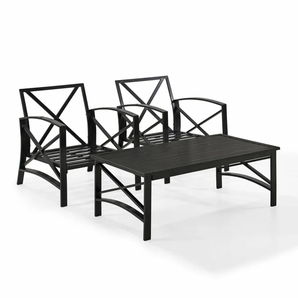 Kaplan 3Pc Outdoor Metal Armchair Set