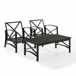 Kaplan 3Pc Outdoor Metal Armchair Set