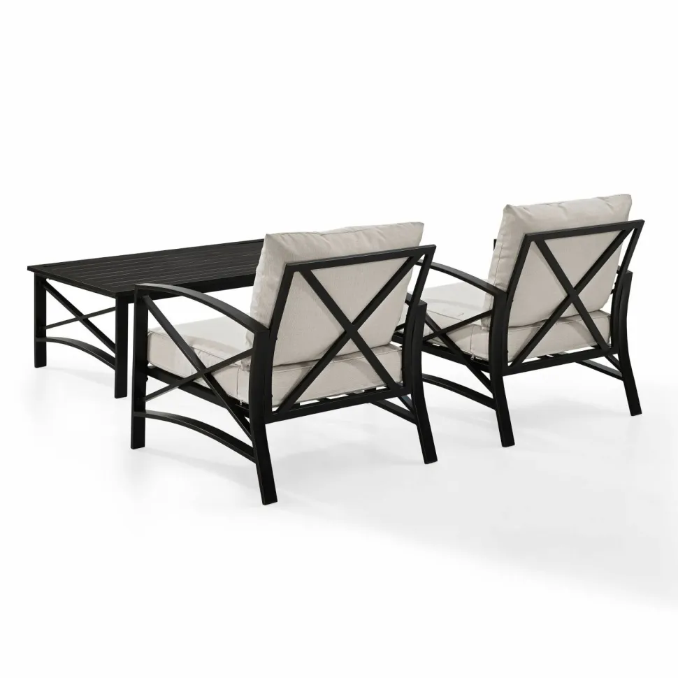 Kaplan 3Pc Outdoor Metal Armchair Set
