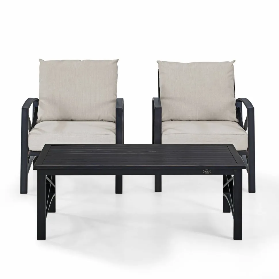 Kaplan 3Pc Outdoor Metal Armchair Set