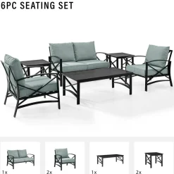 Kaplan 6Pc Outdoor Metal Conversation Set