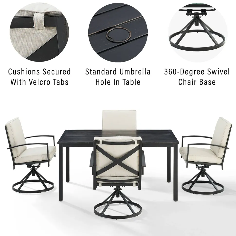 Kaplan 5Pc Outdoor Metal Dining Set