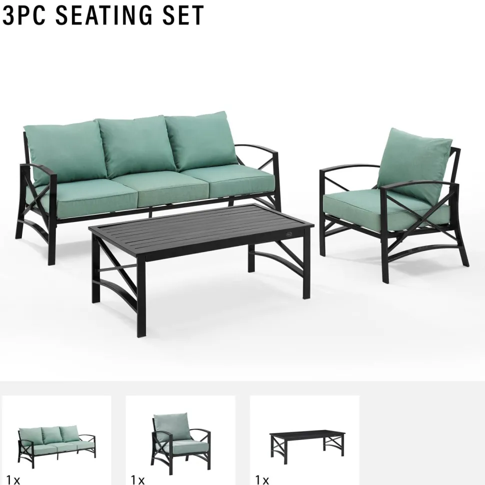 Kaplan 3Pc Outdoor Metal Sofa Set
