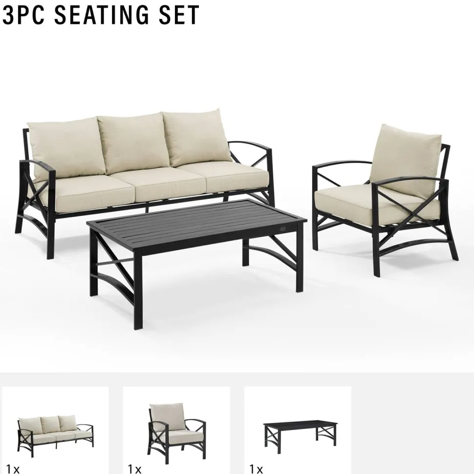 Kaplan 3Pc Outdoor Metal Sofa Set