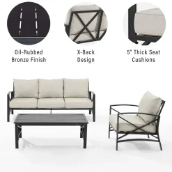 Kaplan 3Pc Outdoor Metal Sofa Set