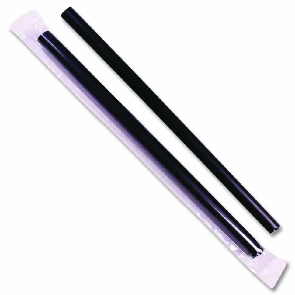 Karat Boba Straws, 9", Plastic, Black, 1,600/Carton