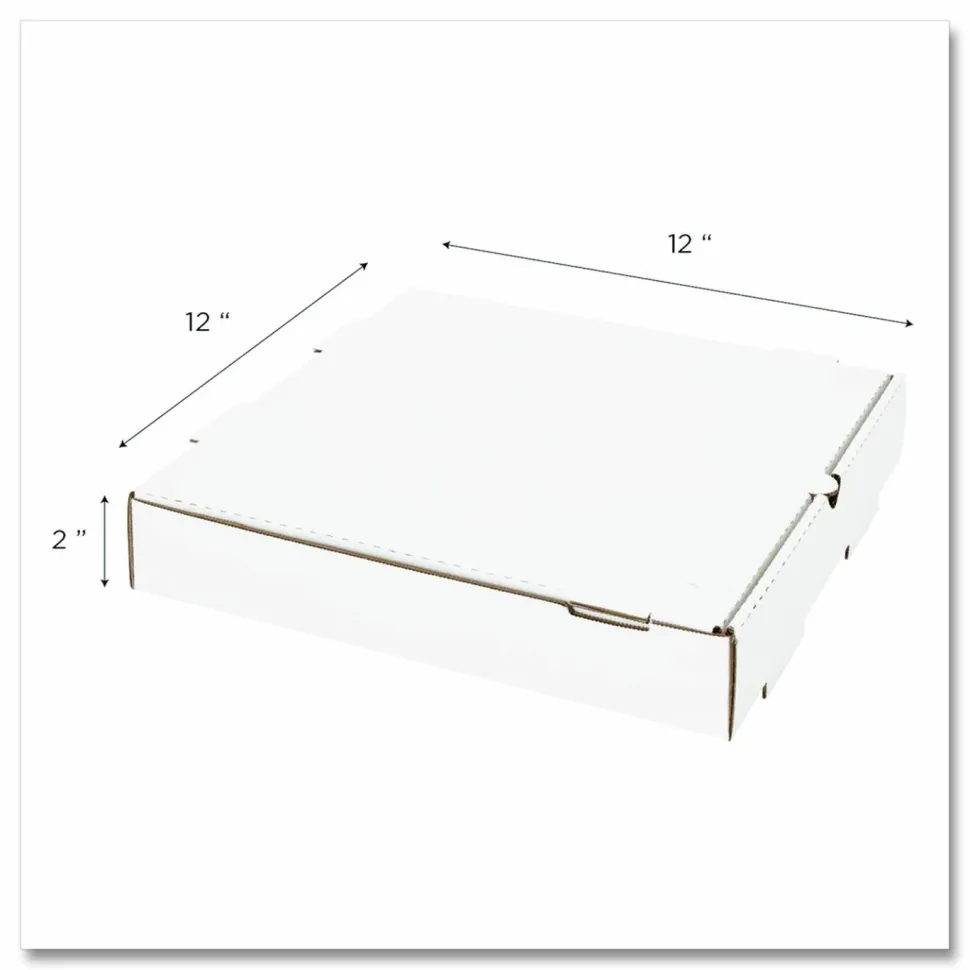 Karat Corrugated Pizza Boxes, 12 x 12 x 1.97, White/Brown, 50/Carton