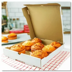 Karat Corrugated Pizza Boxes, 12 x 12 x 1.97, White/Brown, 50/Carton