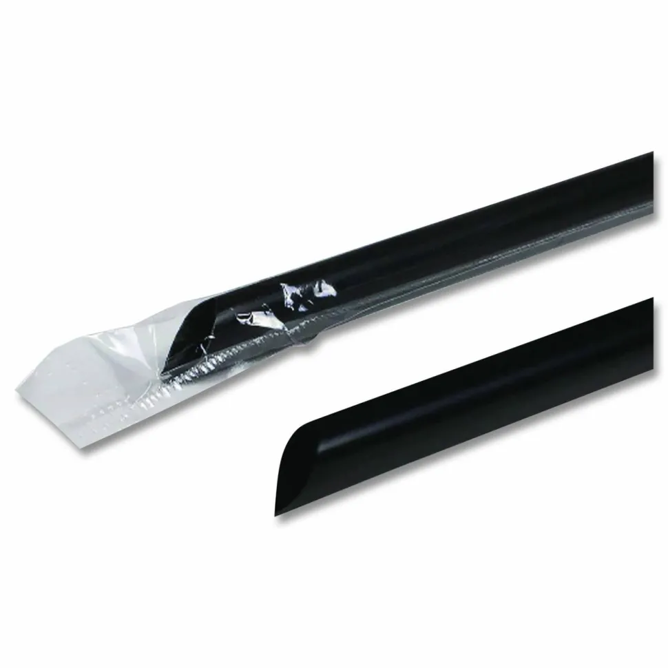 Karat Jumbo Straws, 9", Plastic, Black, 2,000/Carton