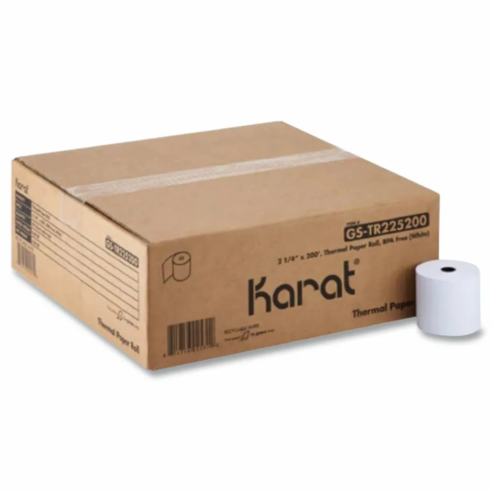 Karat Thermal Paper Rolls, 2.25" x 200 ft, White, 50/Carton