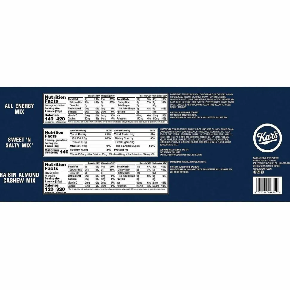 Kar's Nut And Fruit Variety Pack, Box Of 18 Bags