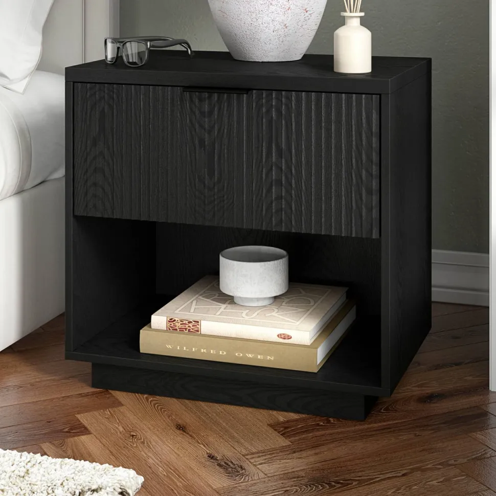 Karten 24" Wide Rectangular Nightstand in Black Grain