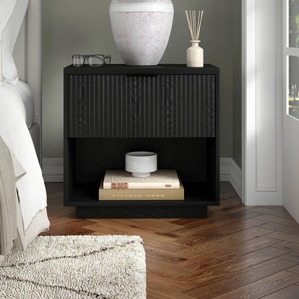 Karten 24" Wide Rectangular Nightstand in Black Grain