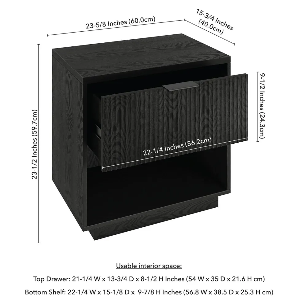 Karten 24" Wide Rectangular Nightstand in Black Grain