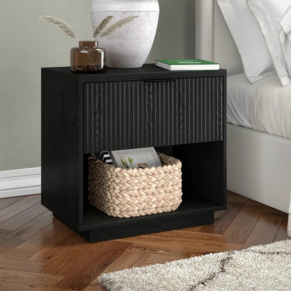 Karten 24" Wide Rectangular Nightstand in Black Grain