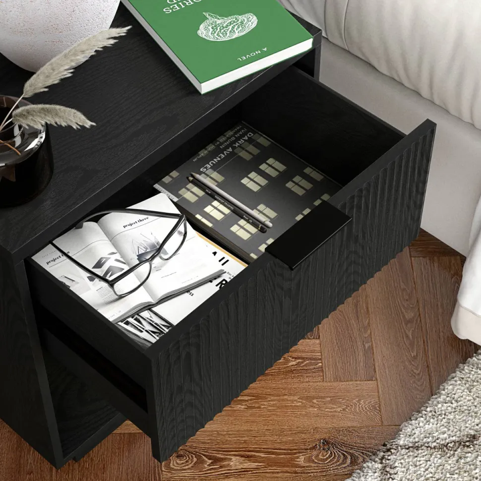 Karten 24" Wide Rectangular Nightstand in Black Grain